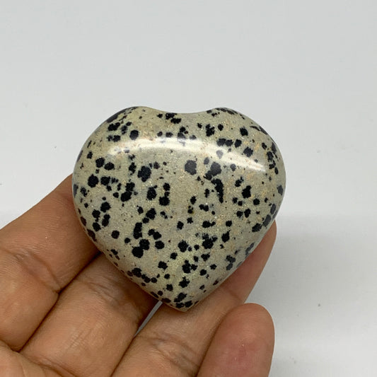 59.9g,1.8"x1.9"x0.8" Dalmatian Jasper Heart Polished Healing Home Decor, B29713