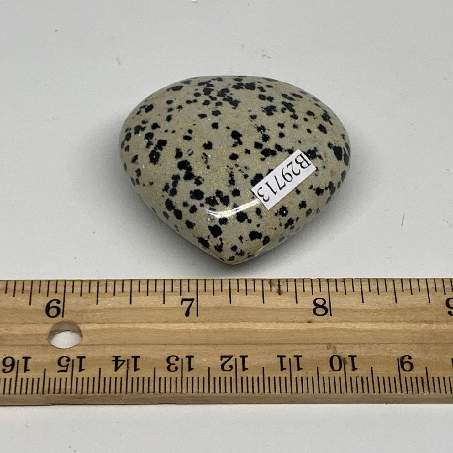 59.9g,1.8"x1.9"x0.8" Dalmatian Jasper Heart Polished Healing Home Decor, B29713