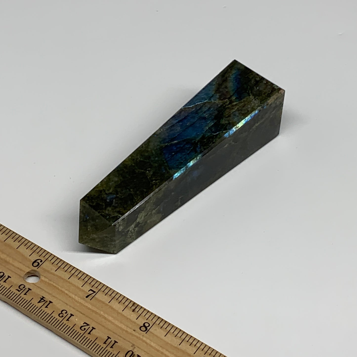 158.5g, 4.3"x1.1"x1.1, Labradorite Tower Point Crystal @Madagascar, B31287