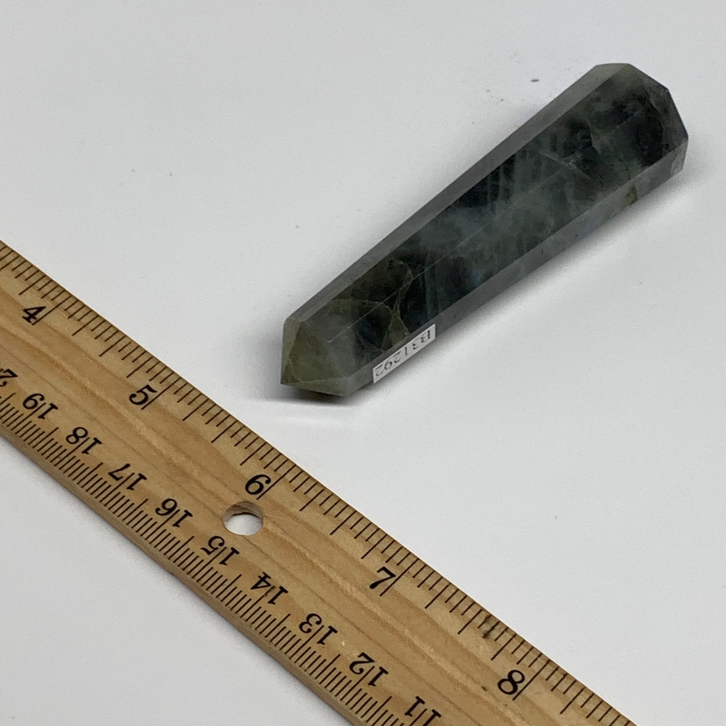 60.4g, 3.3"x0.8", Labradorite Tower Point Crystal @Madagascar, B31292