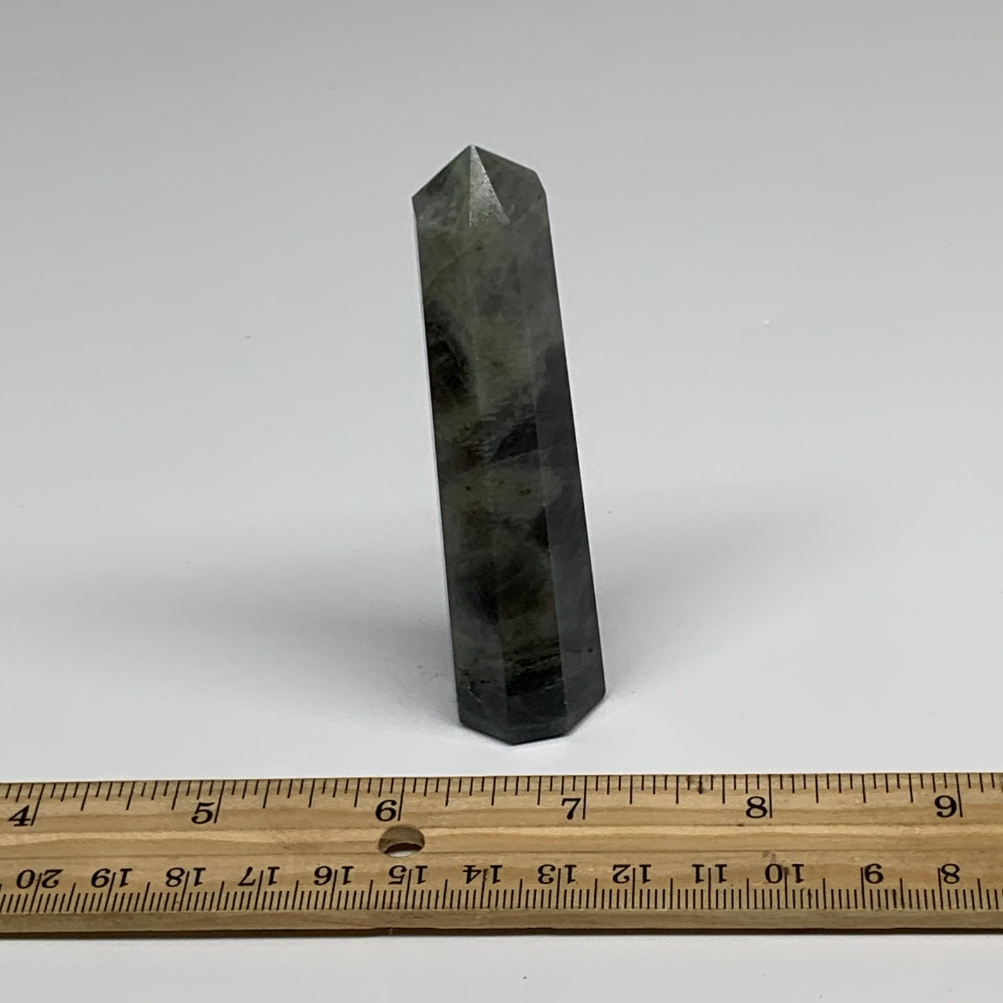 69.9g, 3.7"x0.8", Labradorite Tower Point Crystal @Madagascar, B31296