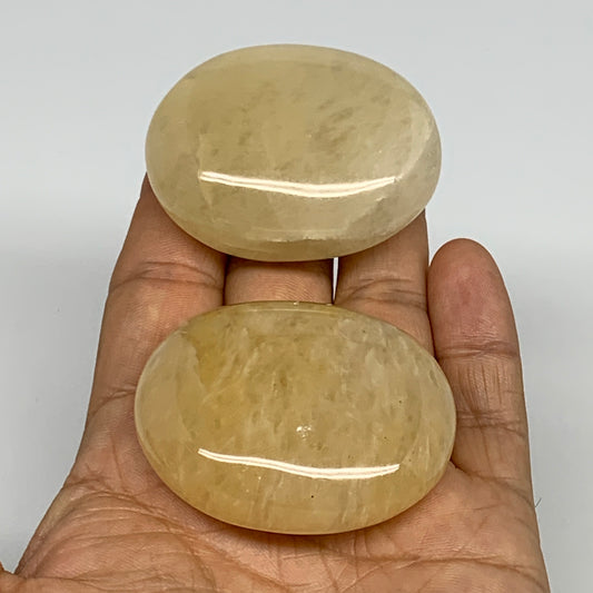 132.7g,2" - 2", 2pcs,  Yellow Aventurine Palm-Stone Crystal Stone @India,B29738