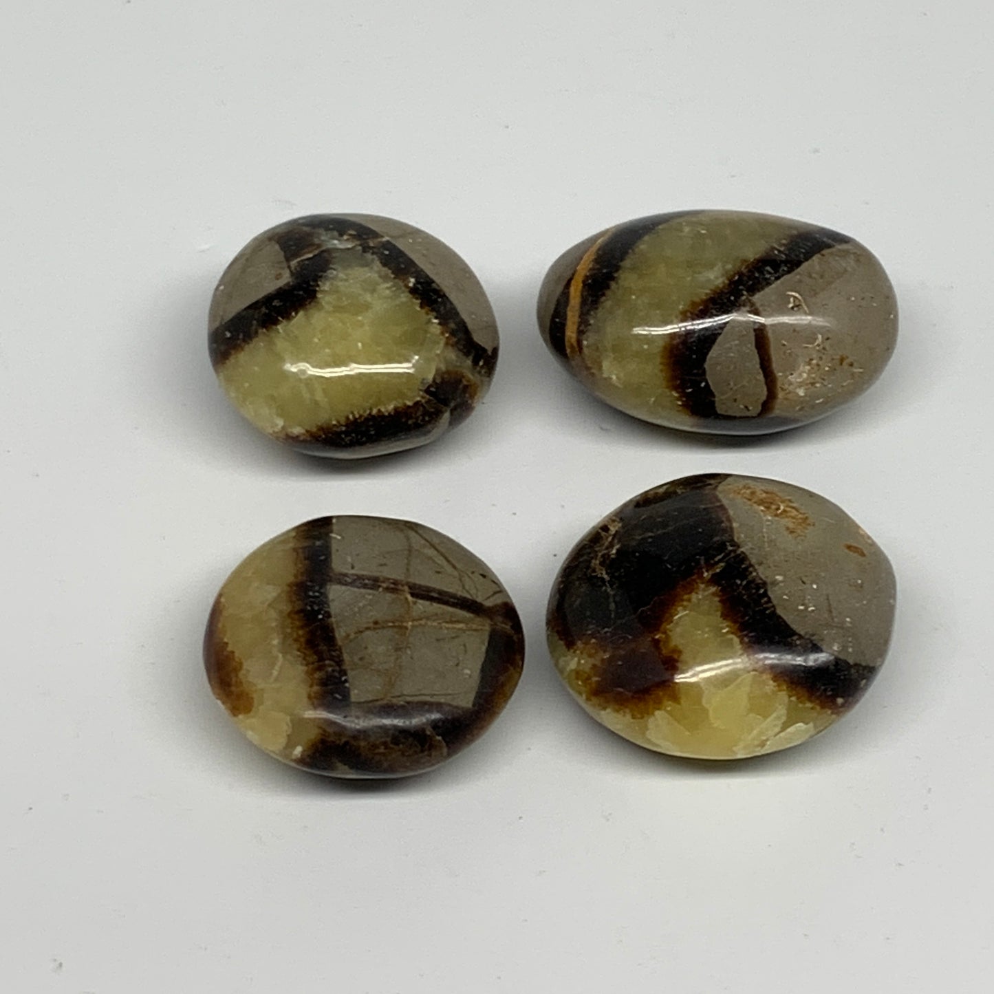 138.8g, 1.4"-1.7", 4pcs, Septarian Nodule Palm-Stone Polished Reiki Crystal, B28