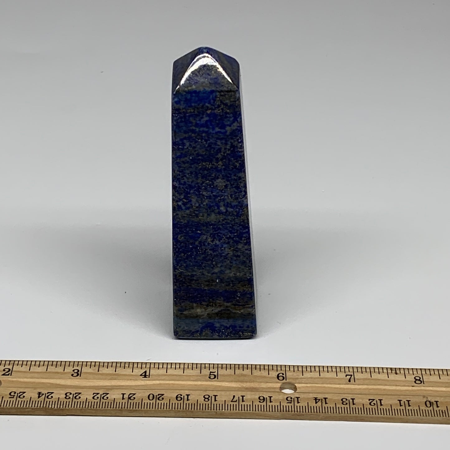 281.4g, 4.7"x1.3"x1.3", Natural Lapis Lazuli Tower Point Obelisk Afghanistan,B30