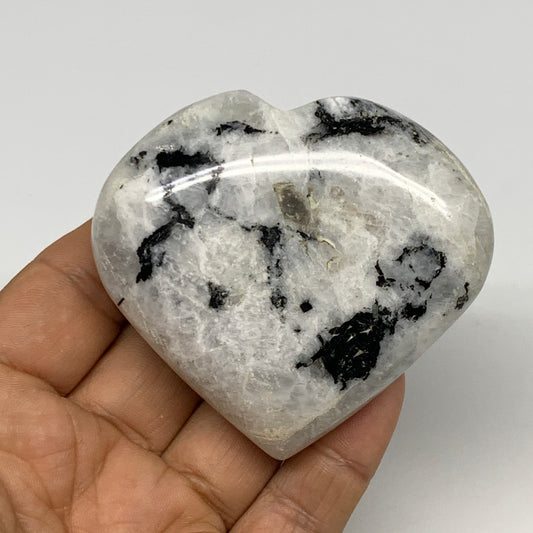 150.5g, 2.5"x2.7"x1", Rainbow Moonstone Heart Crystal Gemstone @India, B29756