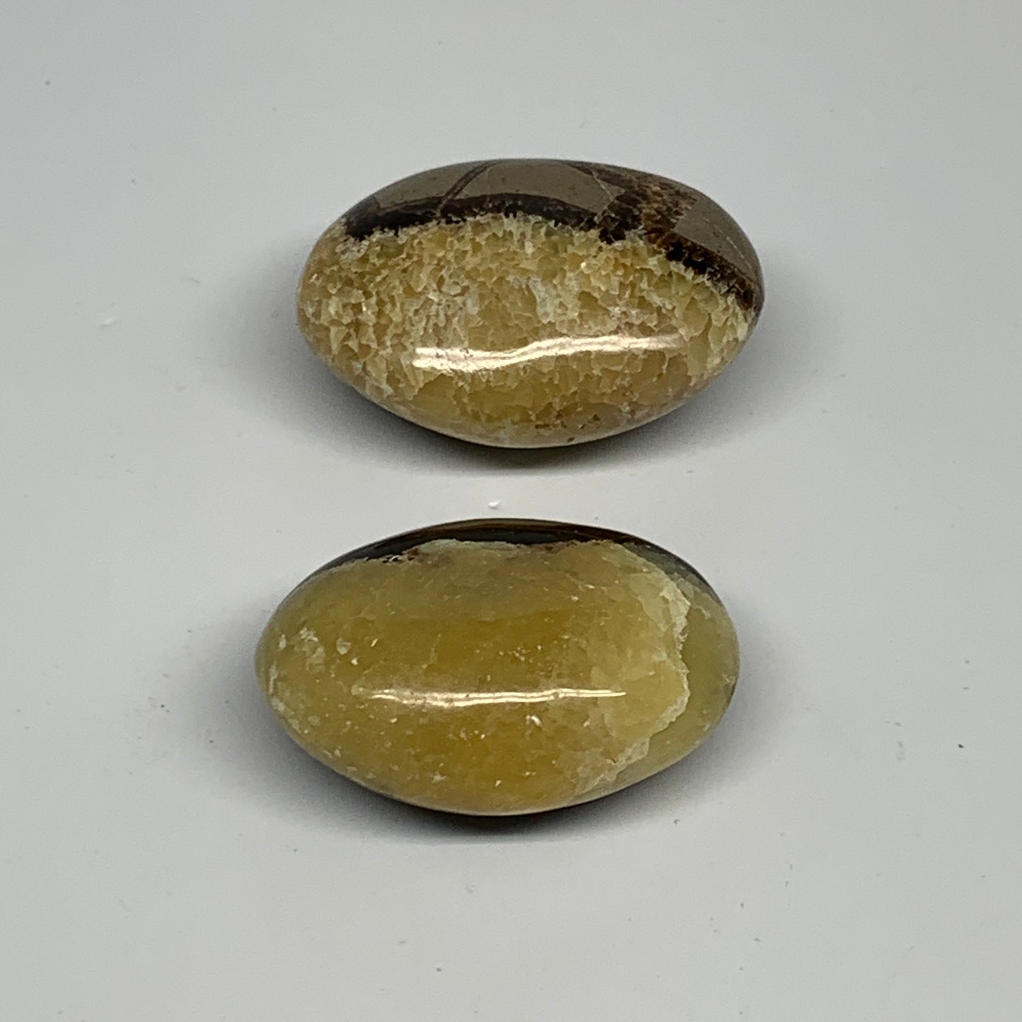 153.3g, 2.1"-2.2", 2pcs, Septarian Nodule Palm-Stone Polished Reiki Crystal, B28
