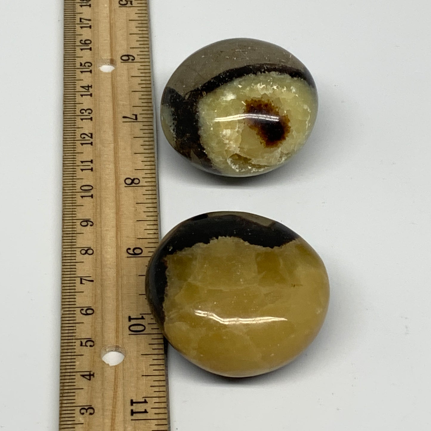 175g, 1.8"-1.8", 2pcs, Septarian Nodule Palm-Stone Polished Reiki Crystal, B2826