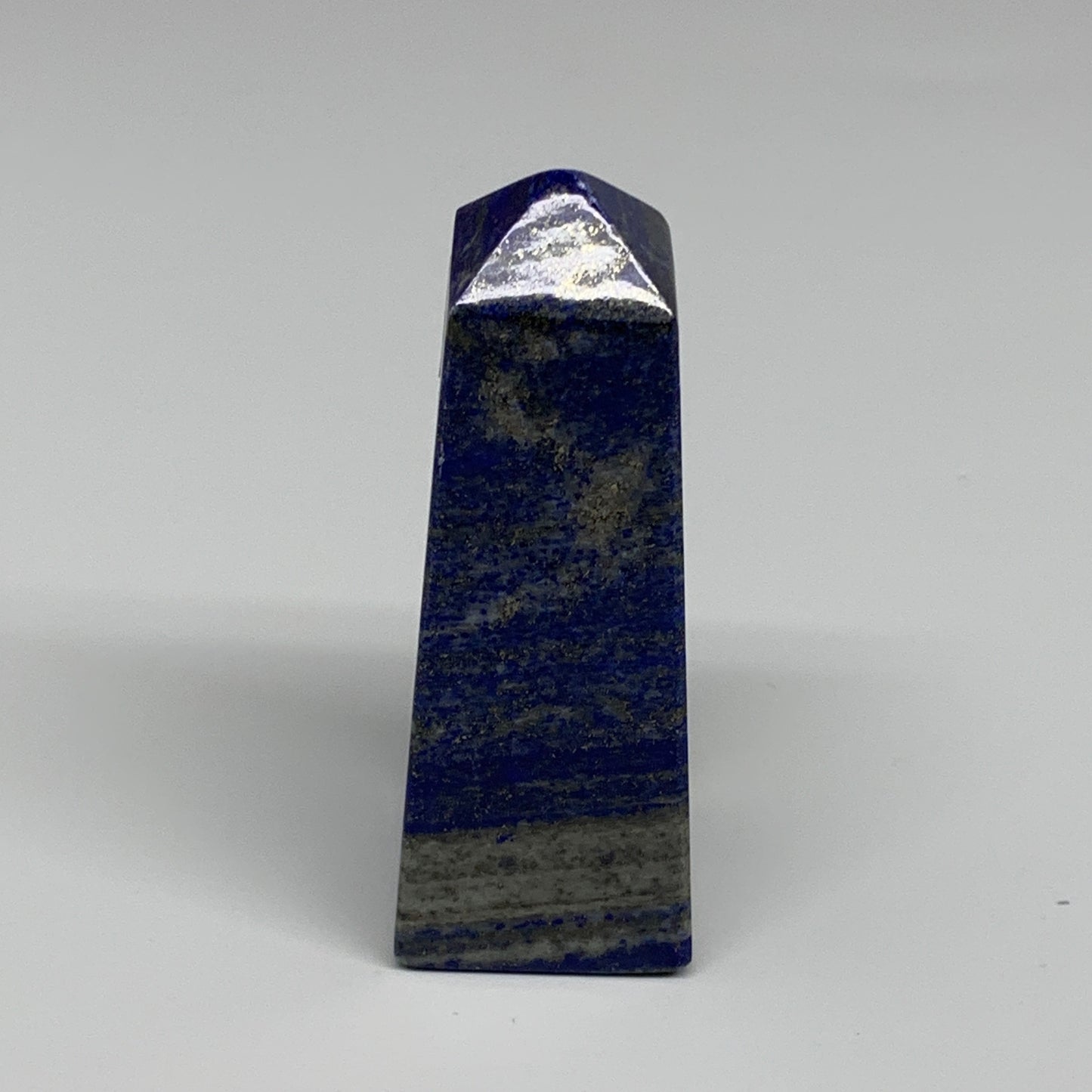 250.3g, 3.8"x1.3"x1.3", Natural Lapis Lazuli Tower Point Obelisk Afghanistan,B30
