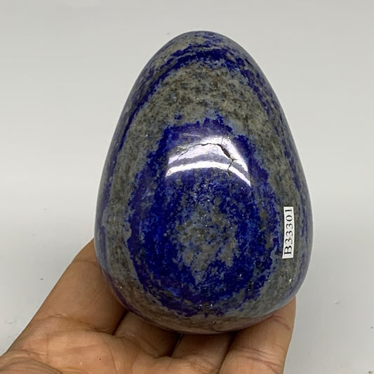 1.04 lbs, 3.3"x2.3", Natural Lapis Lazuli Egg Polished @Afghanistan, B33301