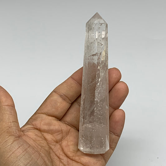 107g, 4.6"x0.9", Natural Quartz Crystal Tower Point Obelisk @India, B31322