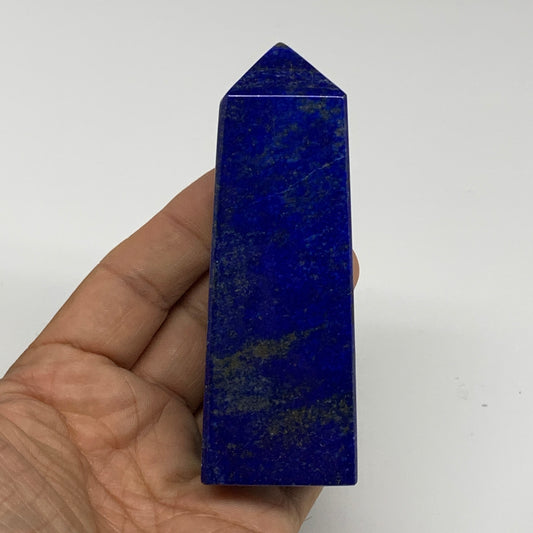 249.1g, 3.8"x1.2"x1.3", Natural Lapis Lazuli Tower Point Obelisk Afghanistan,B30