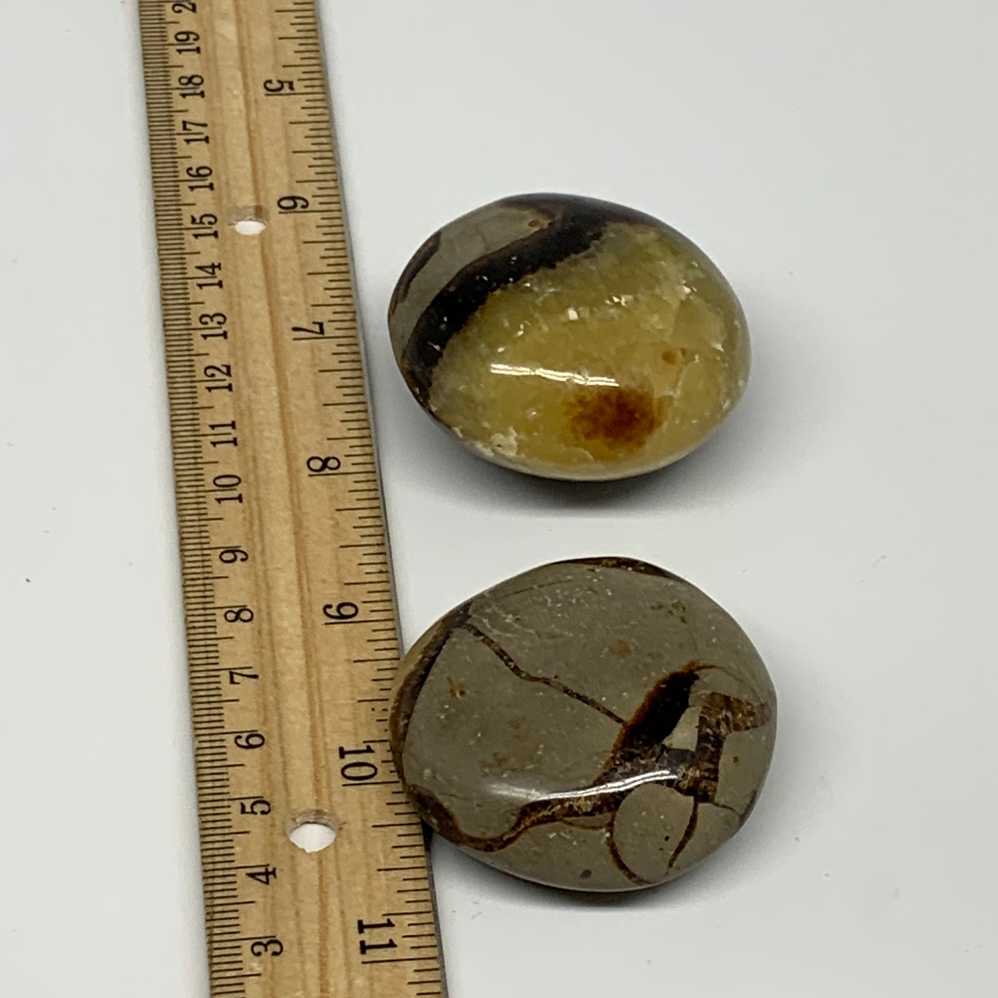 153.2g, 1.8"-1.9", 2pcs, Septarian Nodule Palm-Stone Polished Reiki Crystal, B28