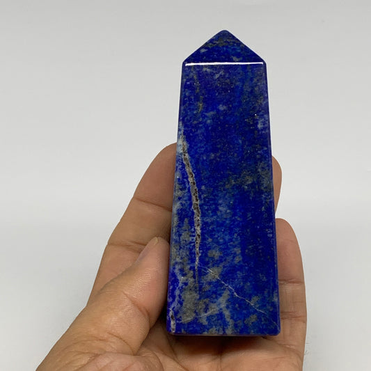 230.1g, 3.9"x1.4"x1.1", Natural Lapis Lazuli Tower Point Obelisk Afghanistan,B30