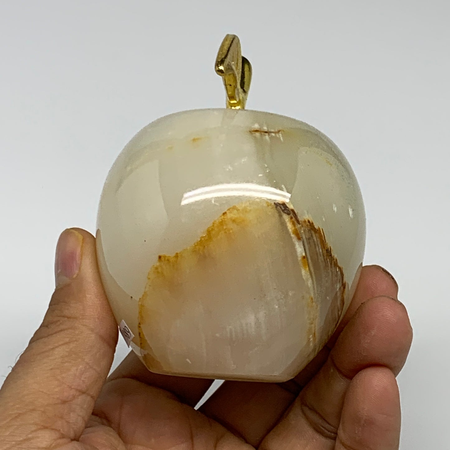 375g, 2.3"x2.4" Natural Green Onyx Apple Gemstone from Afghanistan, B31989