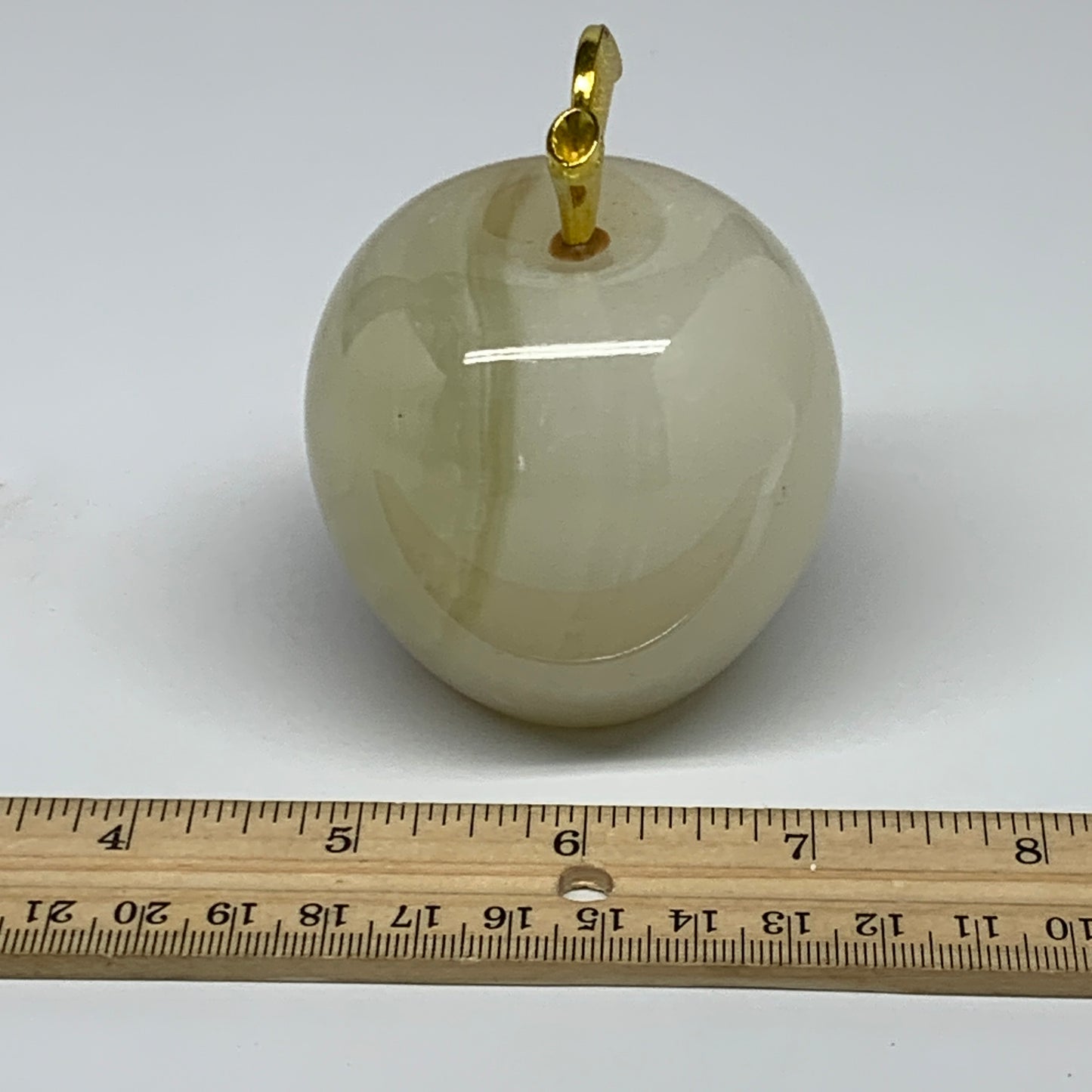 375g, 2.3"x2.4" Natural Green Onyx Apple Gemstone from Afghanistan, B31989