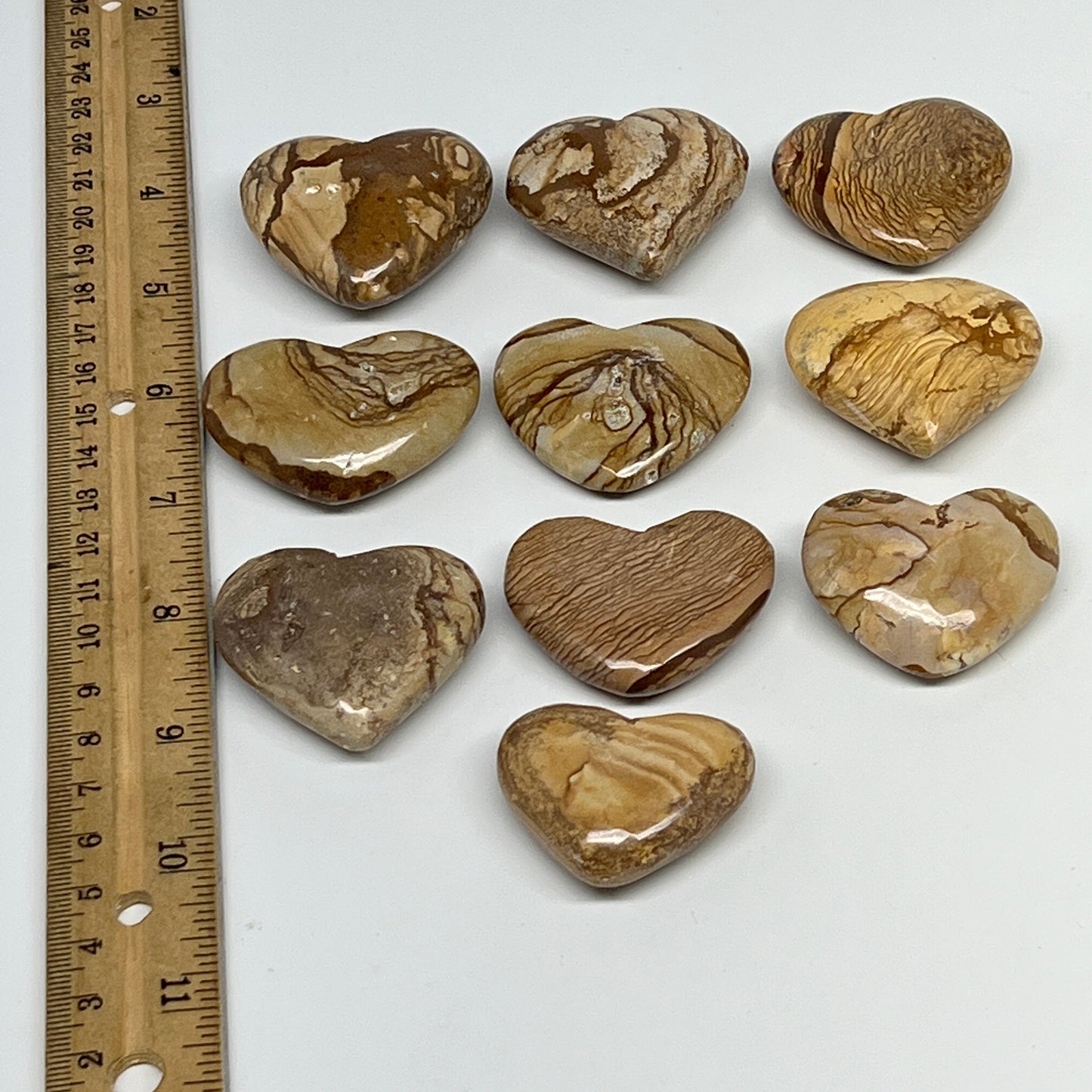 350g, 10 pcs, 1.4"- 1.6", Picture Jaspers Hearts from Morocco, B20090
