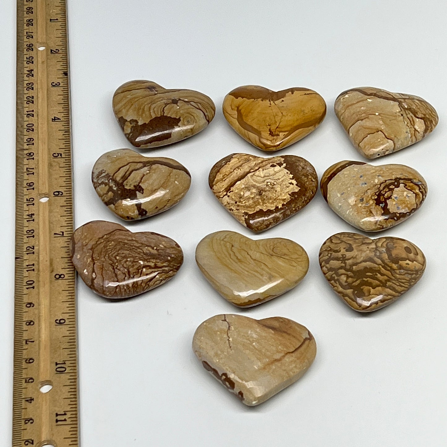 450g, 10 pcs, 1.5"- 1.8", Picture Jaspers Hearts from Morocco, B20094