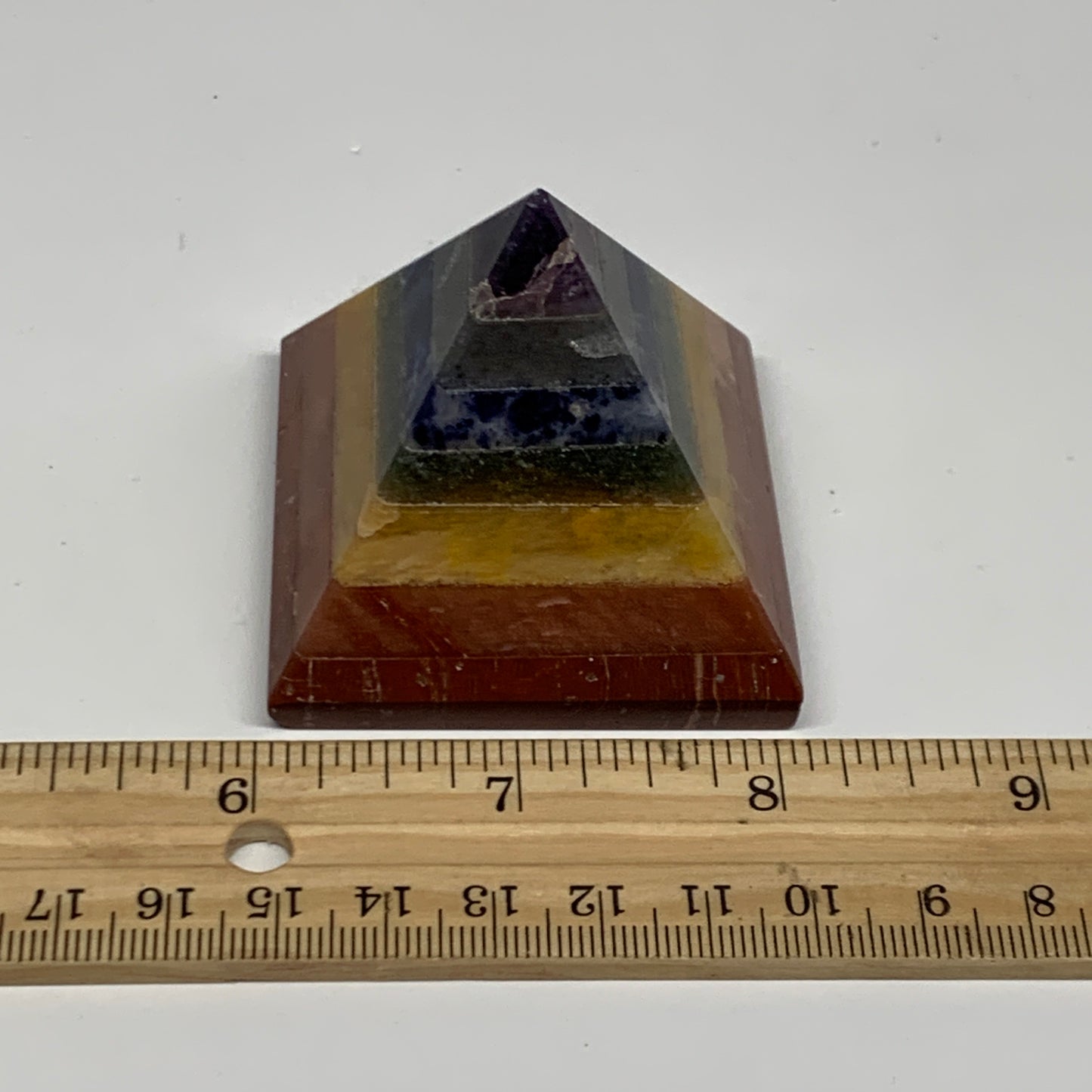 138.1g, 1.8"x2.1", 7 Chakra Pyramid Bonded Gemstone,Healing Crystal, B29795