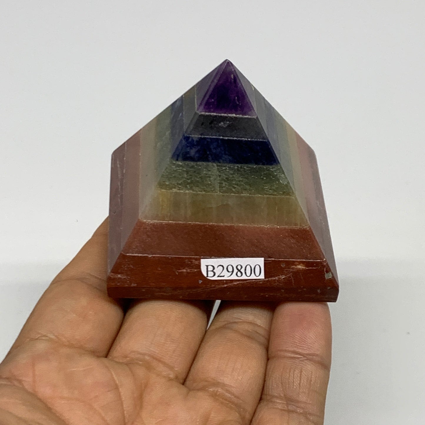 160.5g, 2"x2.1"x2.2", 7 Chakra Pyramid Bonded Gemstone,Healing Crystal, B29800