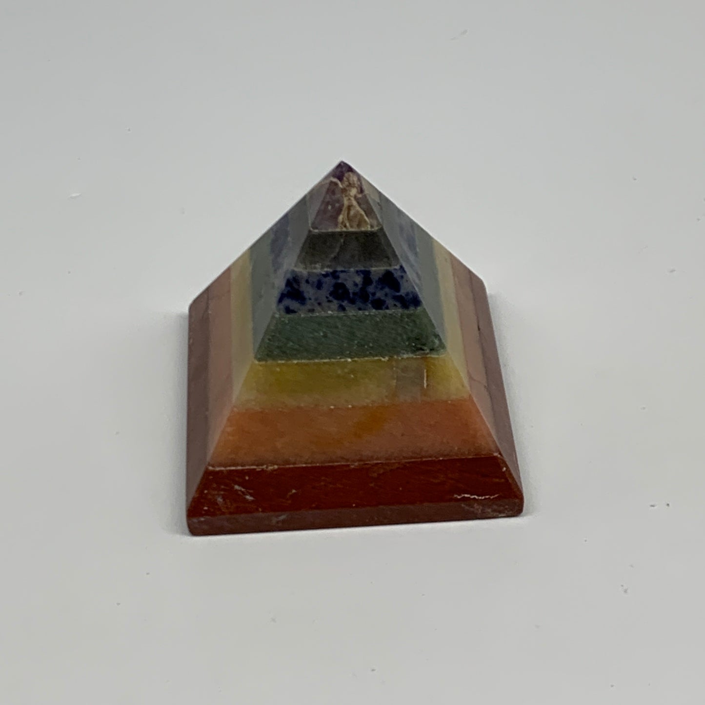 146.3g, 2"x2.1", 7 Chakra Pyramid Bonded Gemstone,Healing Crystal, B29802
