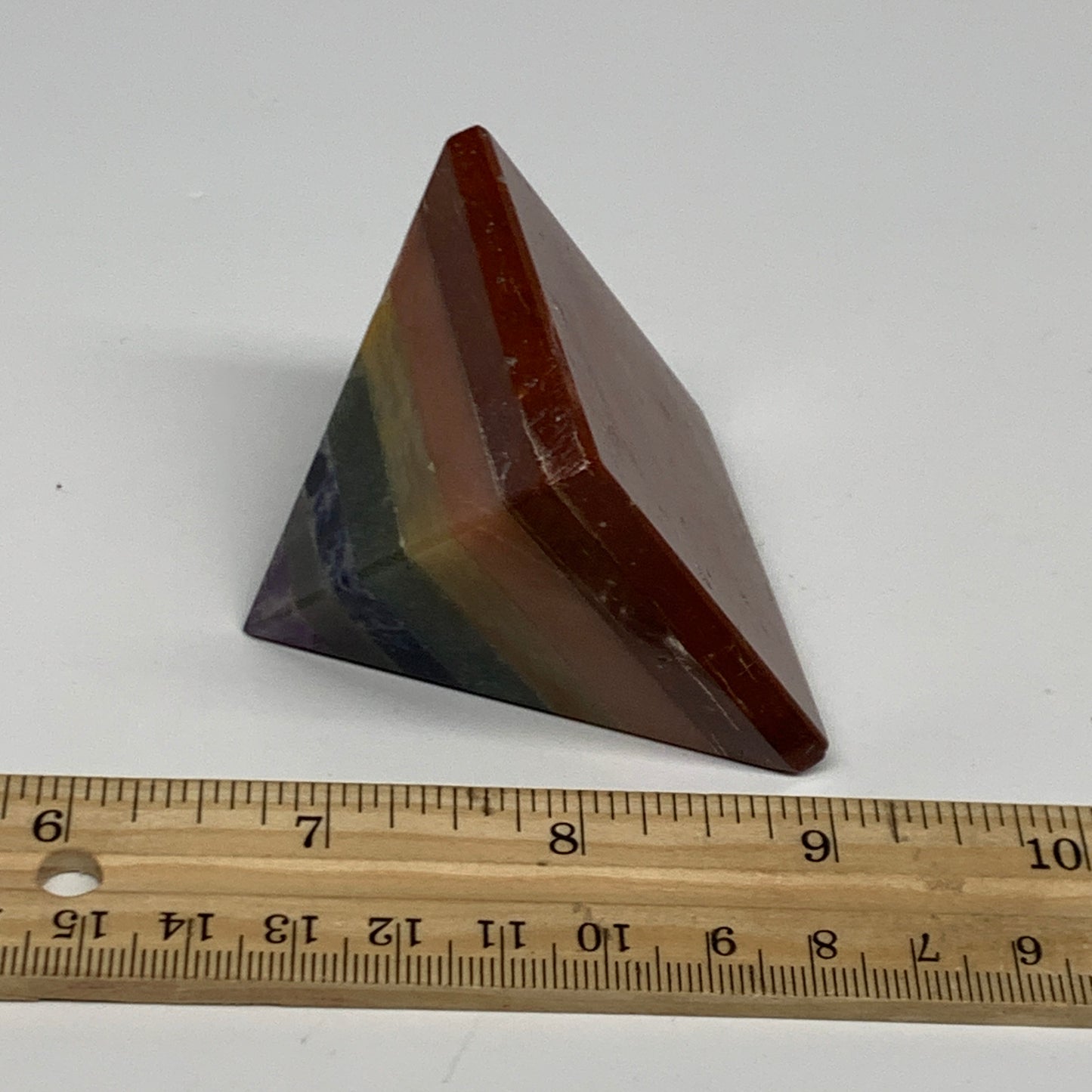 154.7g, 2"x2.1", 7 Chakra Pyramid Bonded Gemstone,Healing Crystal, B29803