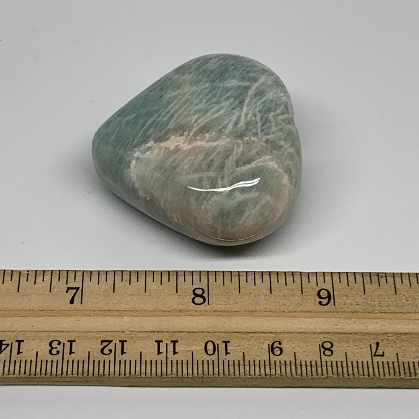 69.6g, 1.7"x"1.9"x0.9", Natural Amazonite Heart Polished Gemstone, B34735