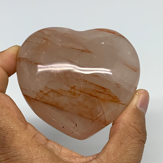 232g, 2.6"x2.8"x1.4" Red Hematoid Quartz Heart Crystal @Madagascar, B30520
