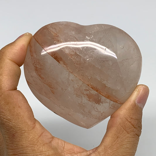 201.7g, 2.5"x2.9"x1.3" Red Hematoid Quartz Heart Crystal @Madagascar, B30521