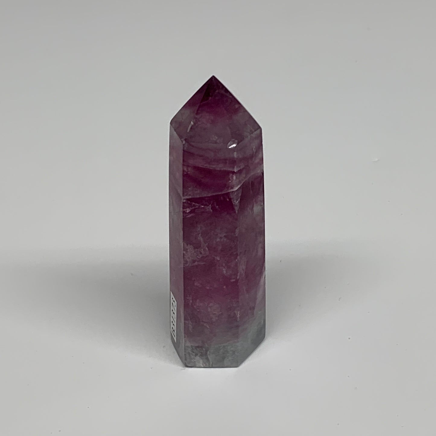 75g, 3"x0.8", Natural Watermelon Fluorite Tower Obelisk Point Crystal, B31373