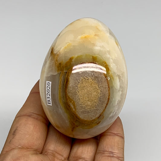 253g, 2.7"x2" Natural Green Onyx Egg Gemstone Mineral, from Pakistan, B32020