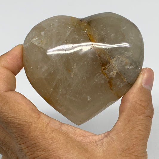 244.9g, 2.7"x3"x1.3" Yellow Healing Quartz Heart Crystal @Madagascar, B30551