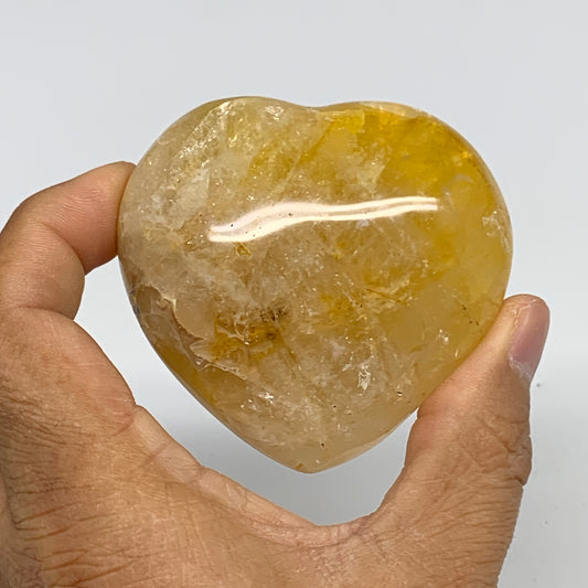 186.7g, 2.4"x2.6"x1.3" Yellow Healing Quartz Heart Crystal @Madagascar, B30553