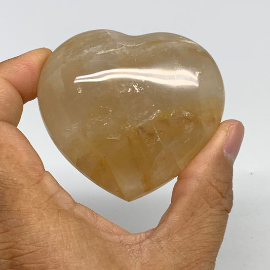 150g, 2.3"x2.5"x1.1" Yellow Healing Quartz Heart Crystal @Madagascar, B30555