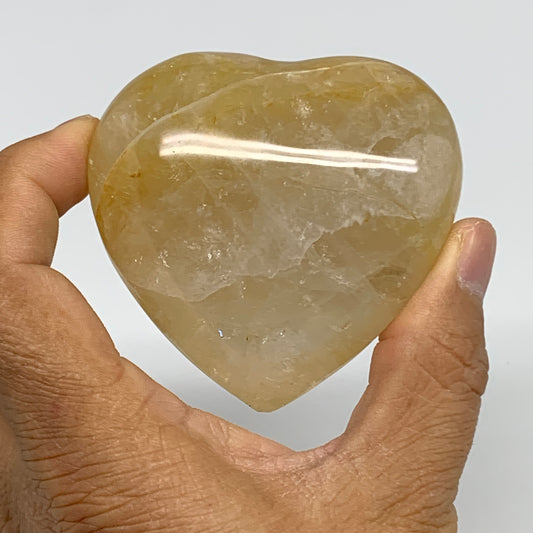 185.2g, 2.5"x2.7"x1.2" Yellow Healing Quartz Heart Crystal @Madagascar, B30557