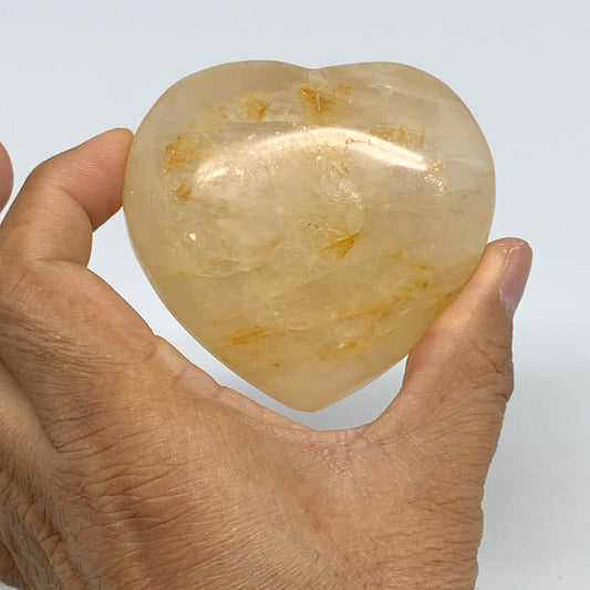 212.8g, 2.5"x2.7"x1.3" Yellow Healing Quartz Heart Crystal @Madagascar, B30559
