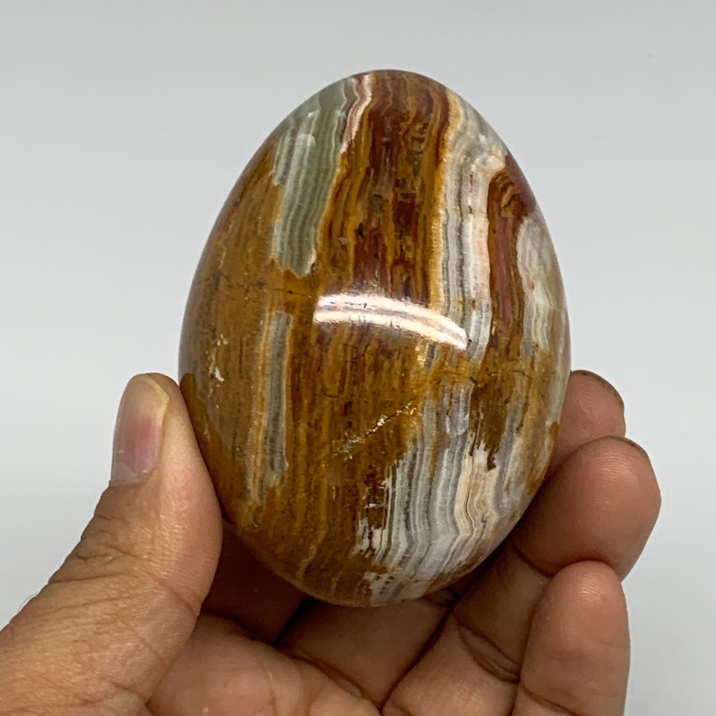 254g, 2.8"x2" Natural Green Onyx Egg Gemstone Mineral, from Pakistan, B32036