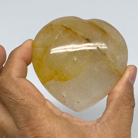 209.1g, 2.6"x2.7"x1.3" Yellow Healing Quartz Heart Crystal @Madagascar, B30560
