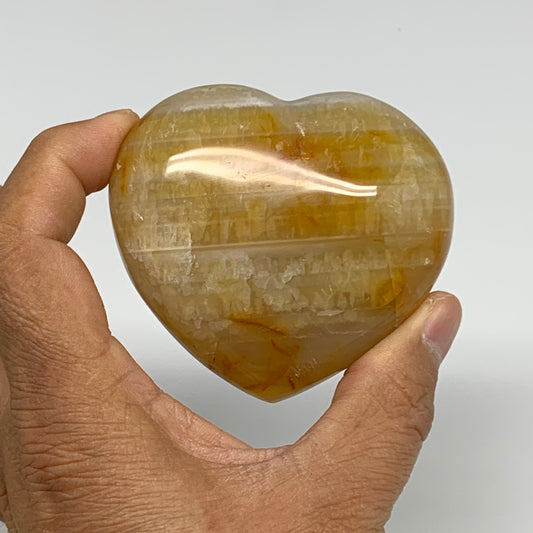 237.8g, 2.5"x2.8"x1.4" Yellow Healing Quartz Heart Crystal @Madagascar, B30561