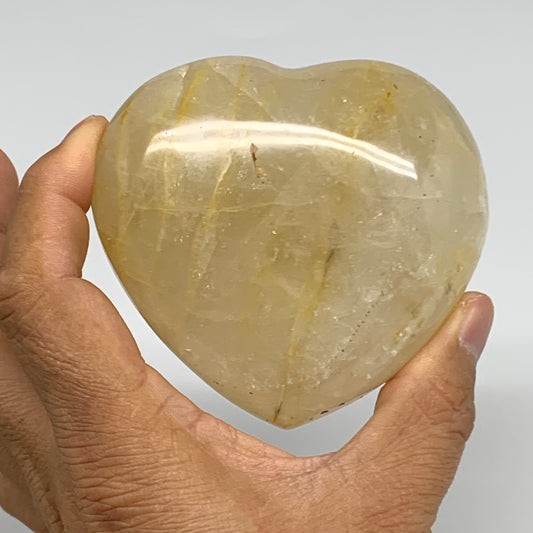 332.8g, 3"x3.3"x1.4" Yellow Healing Quartz Heart Crystal @Madagascar, B30562