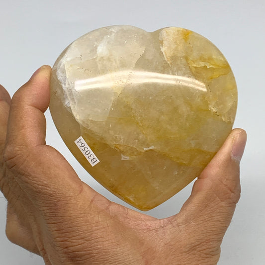 308.7g, 3.2"x3.3"x1.3" Yellow Healing Quartz Heart Crystal @Madagascar, B30564