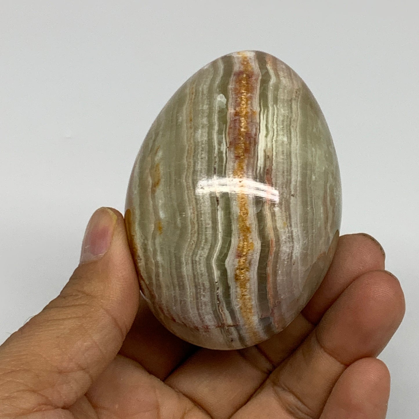 239.9g, 2.7"x2" Natural Green Onyx Egg Gemstone Mineral, from Pakistan, B32043