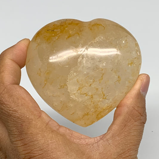 248.9g, 2.7"x2.9"x1.4" Yellow Healing Quartz Heart Crystal @Madagascar, B30577x