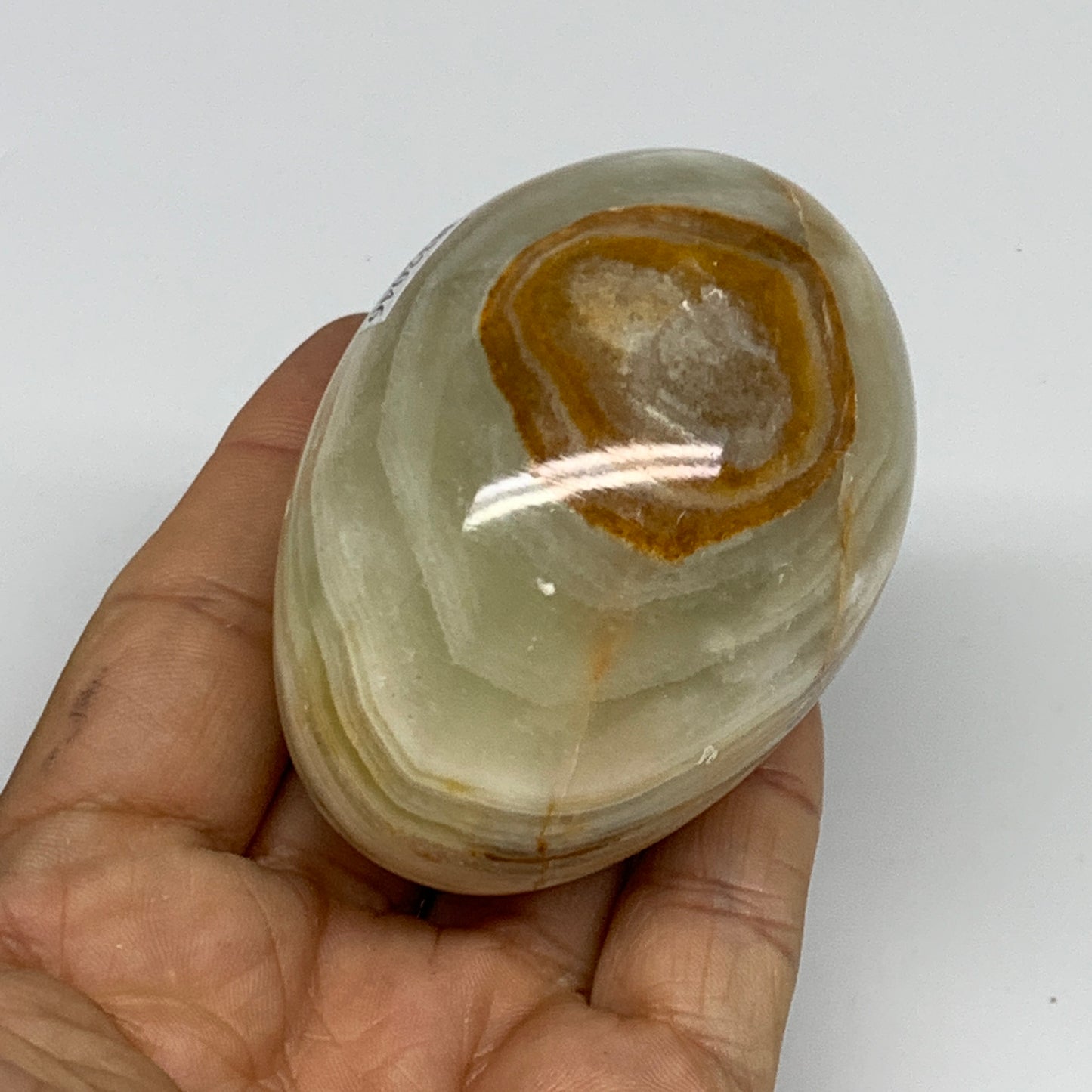 258g, 2.7"x2" Natural Green Onyx Egg Gemstone Mineral, from Pakistan, B32046