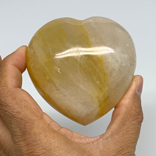 353g, 2.9"x2.9"x1.9" Yellow Healing Quartz Heart Crystal @Madagascar, B30578x
