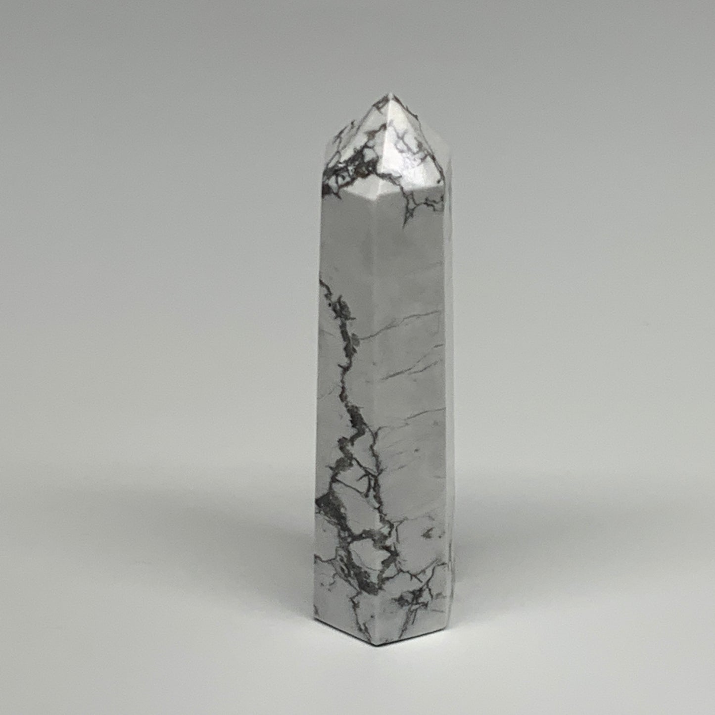 110.1g, 3.7"x0.9"x0.9", Natural Howlite Point Tower Obelisk Crystal, B29079