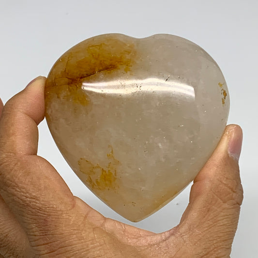 285.1g, 2.9"x1.9"x1.6" Yellow Healing Quartz Heart Crystal @Madagascar, B30579x