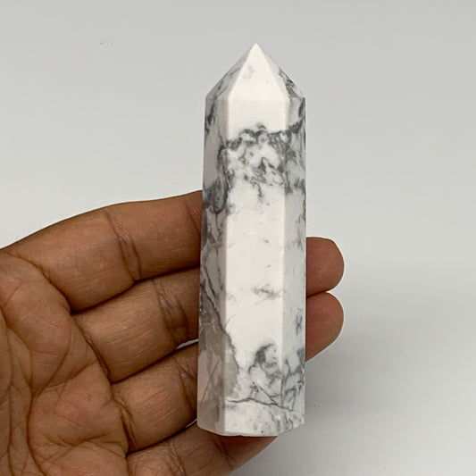95.9g, 3.6"x0.9"x0.9", Natural Howlite Point Tower Obelisk Crystal, B29081