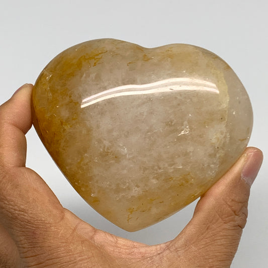 353.3g, 3"x3.4"x1.6" Yellow Healing Quartz Heart Crystal @Madagascar, B30570