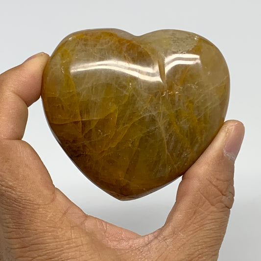 205.4g, 2.4"x2.7"x1.4" Yellow Healing Quartz Heart Crystal @Madagascar, B30571