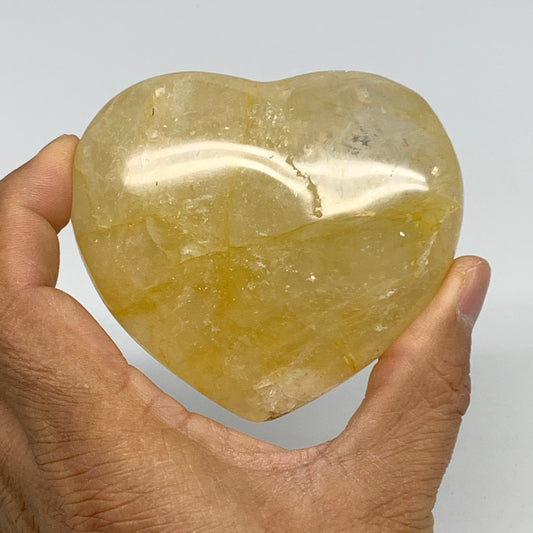 237.8g, 2.7"x3.1"x1.2" Yellow Healing Quartz Heart Crystal @Madagascar, B30572